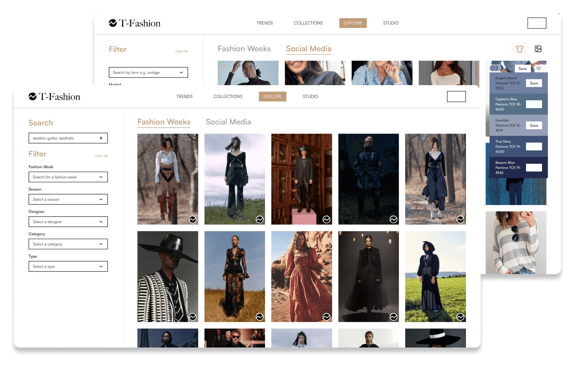 Explore: Your Curated Fashion Compass - Visual representation of T-Fashion's curated fashion exploration page