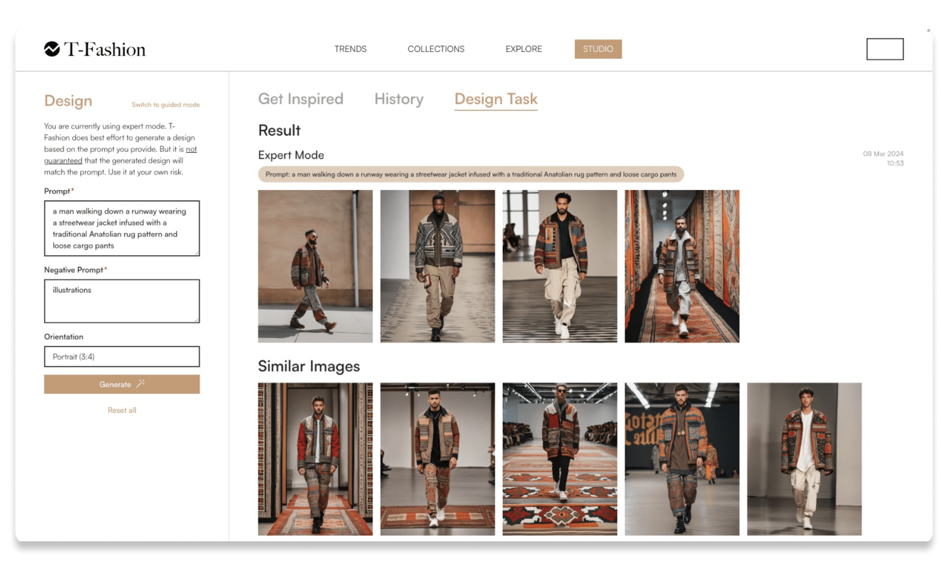 AI-Driven Design Studio - Visual representation of T-Fashion's AI-driven design studio interface