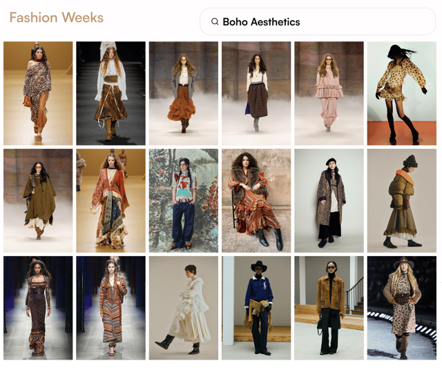 T-Fashion Explore search results for boho aesthetics across fashion weeks