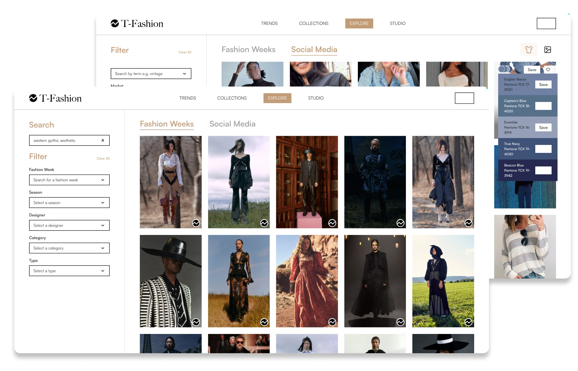 Explore: Your Curated Fashion Compass - Visual representation of T-Fashion's curated fashion exploration page